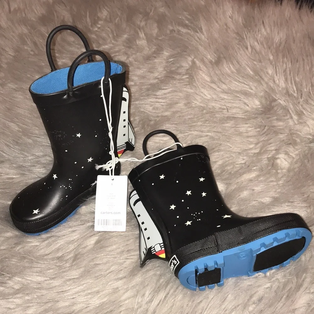 NEW! Carter’s Rain Boots 4-D Space Rocket Shoes size 4